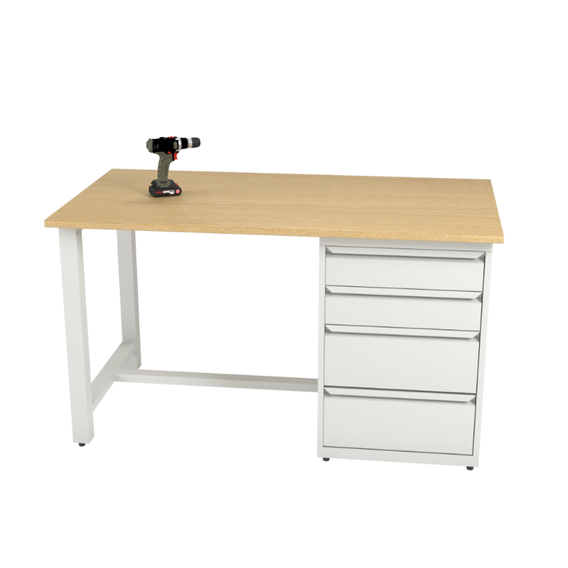 Banc de lucru 1500 mm cu dulap cu 4 sertare WorkB 1500-4D.max