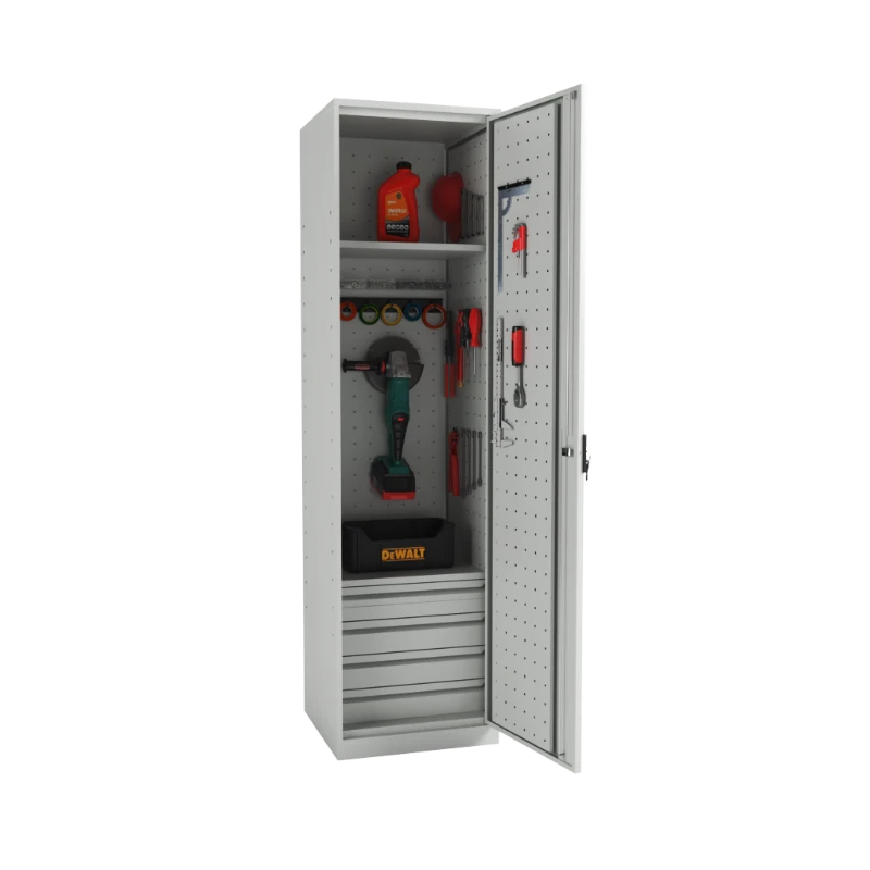 Dulap metalic pentru scule cu interior perforat si 3 sertare inferioare TOOL 3D.max